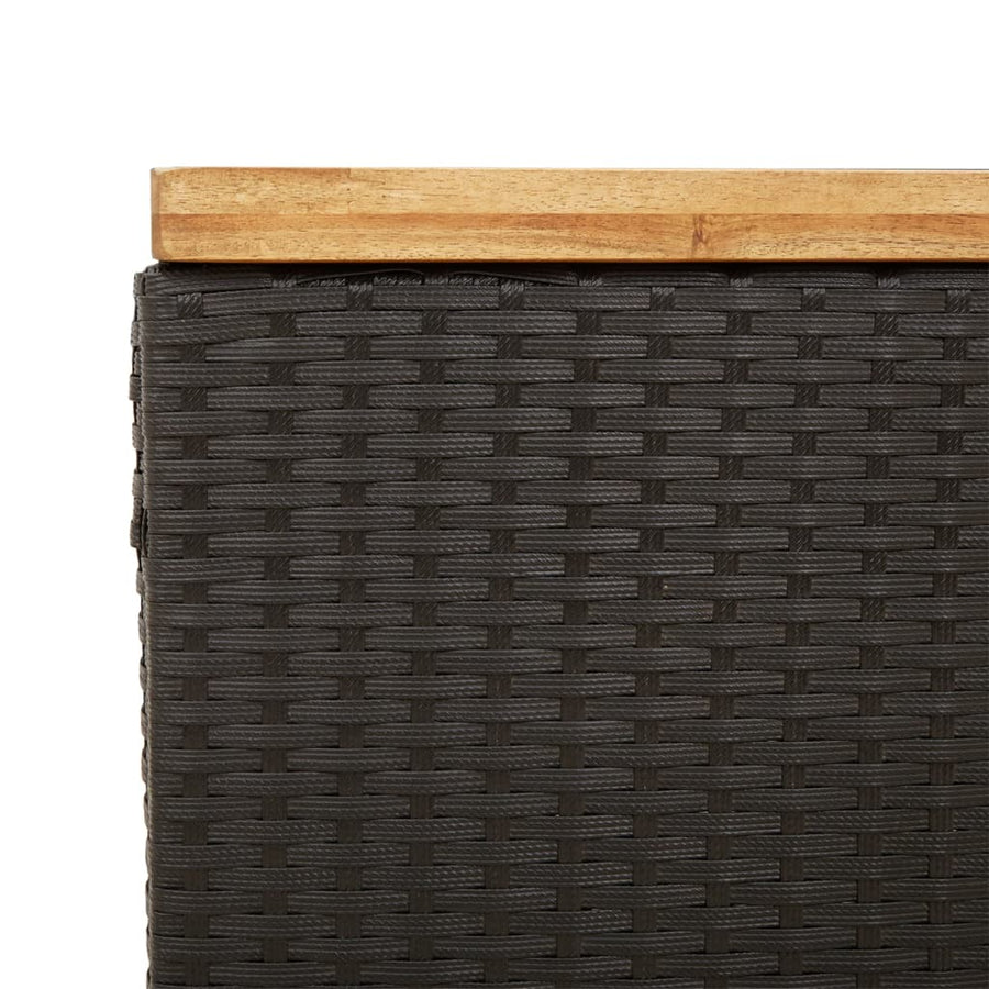 Tuinbox Poly Rattan En Acaciahout Zwart 110 x 55 x 63 cm
