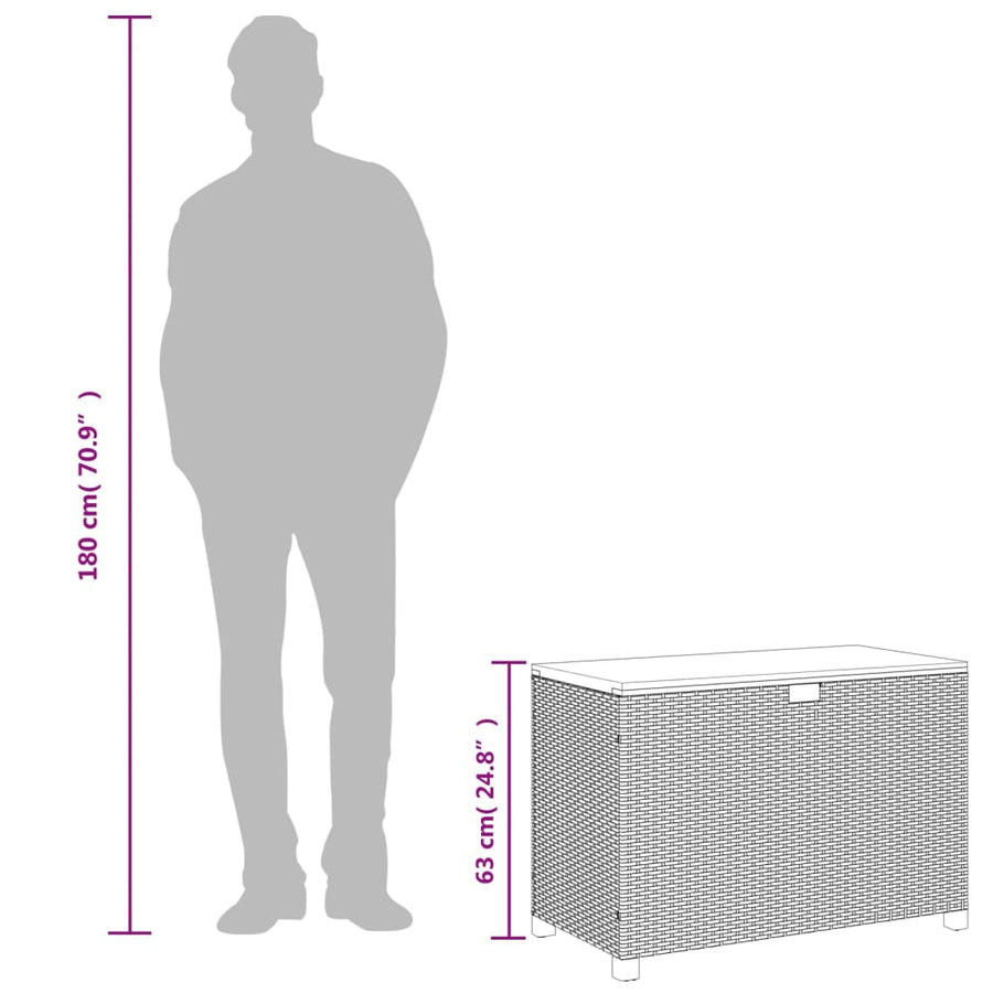 Tuinbox Poly Rattan En Acaciahout Zwart 110 x 55 x 63 cm