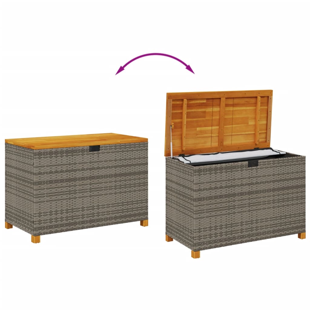 Tuinbox Poly Rattan En Acaciahout Grijs 110 x 55 x 63 cm