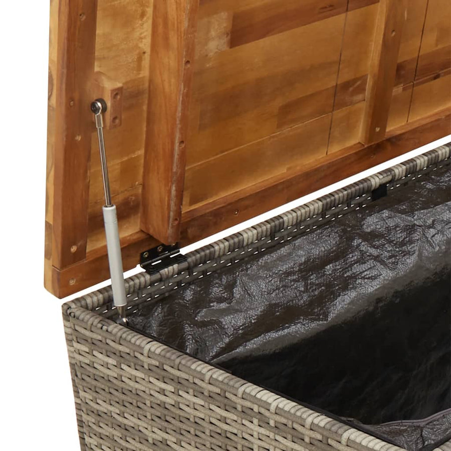 Tuinbox Poly Rattan En Acaciahout Grijs 110 x 55 x 63 cm