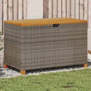 Garden Storage Box 110x55x63 cm Poly Rattan and Acacia Wood Grey