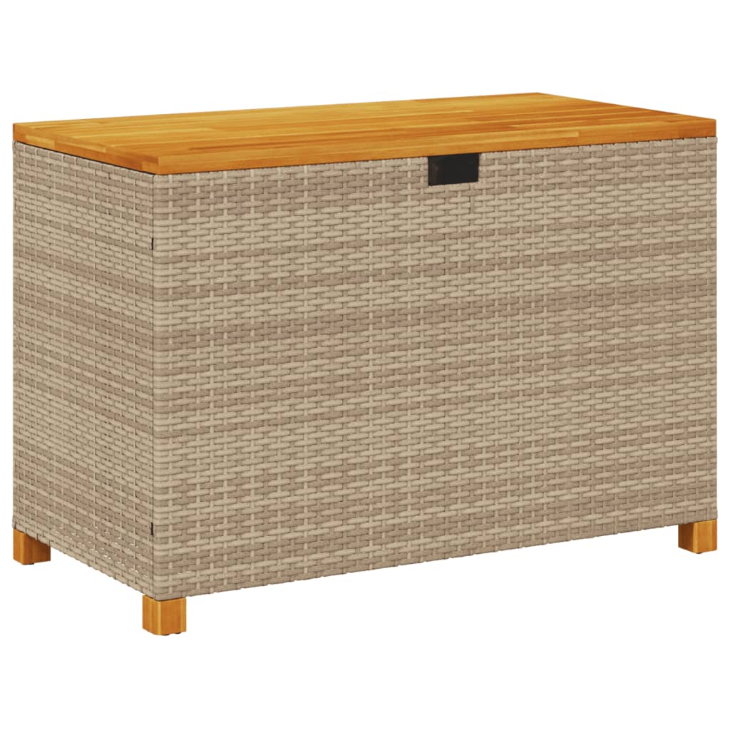 Tuinbox Poly Rattan En Acaciahout Beige 110 x 55 x 63 cm