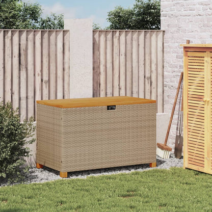 Tuinbox Poly Rattan En Acaciahout Beige 110 x 55 x 63 cm