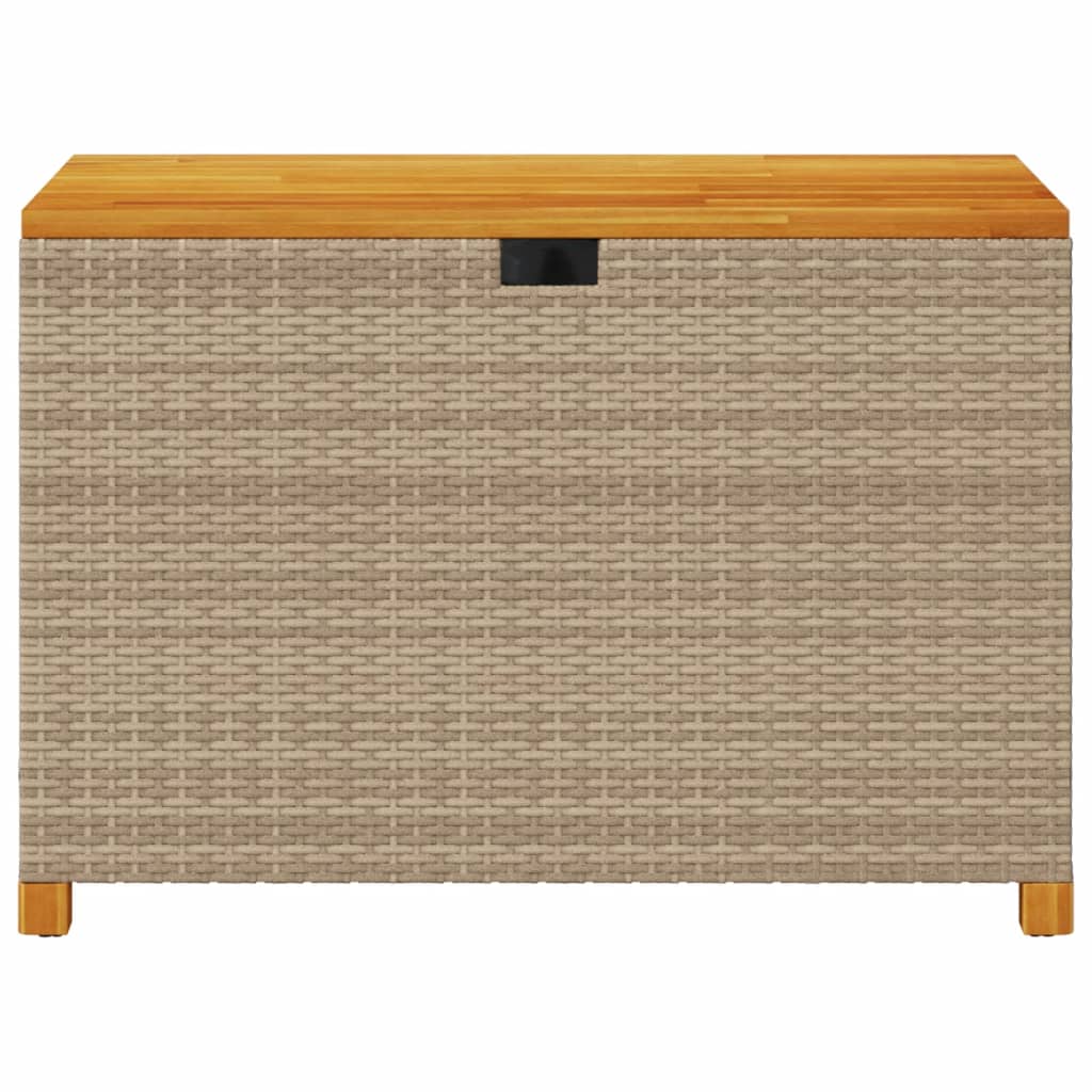 Tuinbox Poly Rattan En Acaciahout Beige 110 x 55 x 63 cm