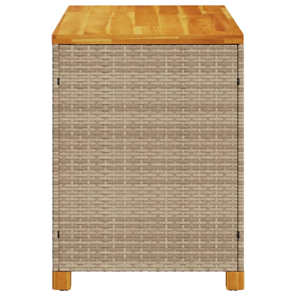 Tuinbox Poly Rattan En Acaciahout Beige 110 x 55 x 63 cm