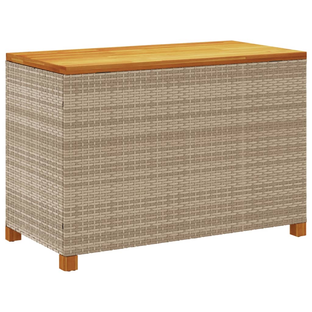 Tuinbox Poly Rattan En Acaciahout Beige 110 x 55 x 63 cm