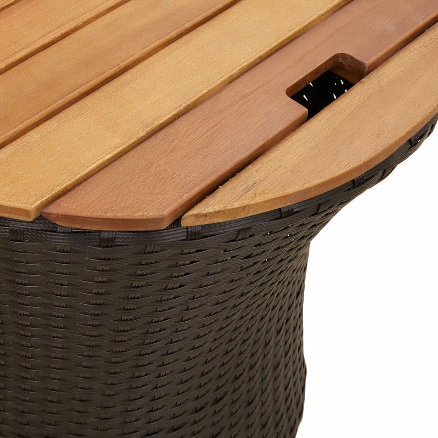 Tuinbijzettafels 2 St Met Houten Blad Poly Rattan Zwart Dichtgeweven