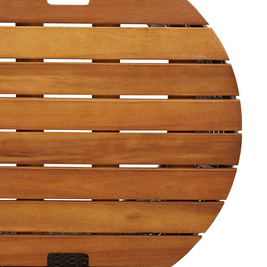 Tuinbijzettafels 2 St Met Houten Blad Poly Rattan Zwart Dichtgeweven