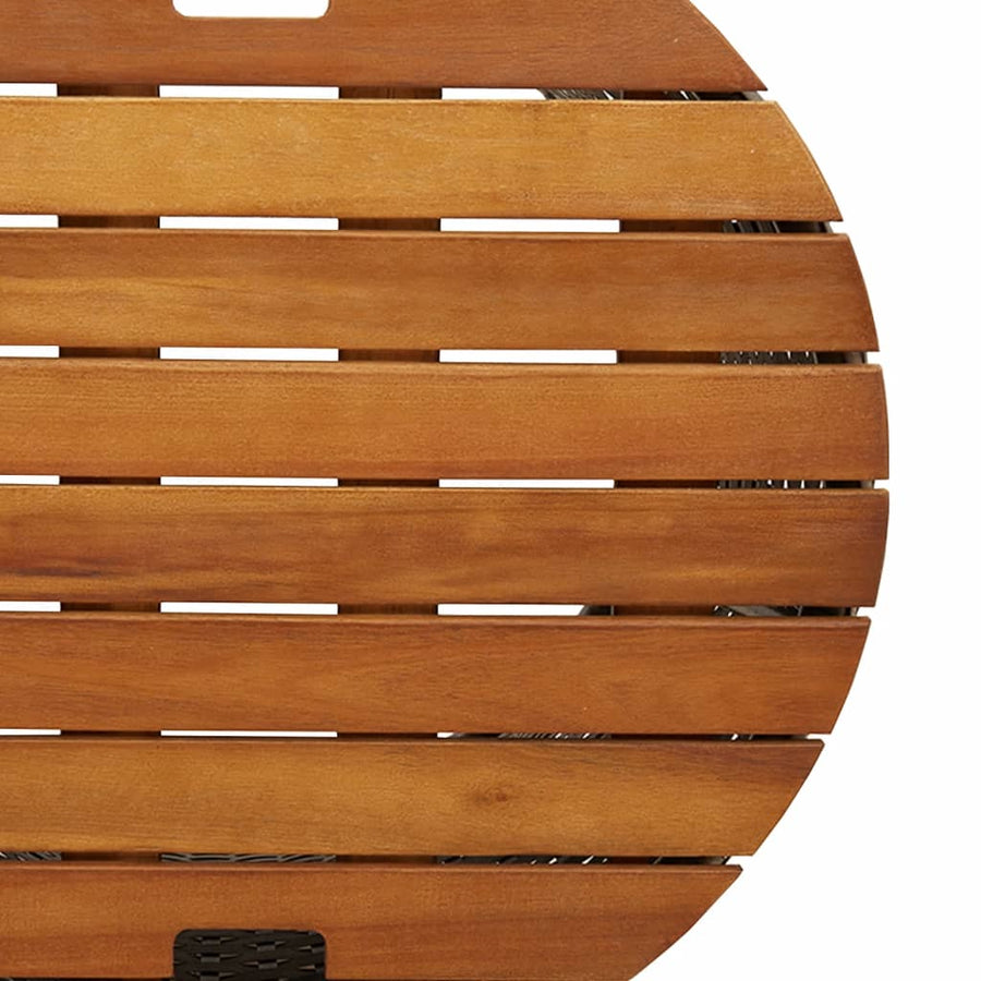 Tuinbijzettafels 2 St Met Houten Blad Poly Rattan Beige Dichtgeweven