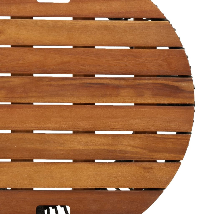 Tuinbijzettafels 2 St Met Houten Blad Poly Rattan Zwart Lijngeweven
