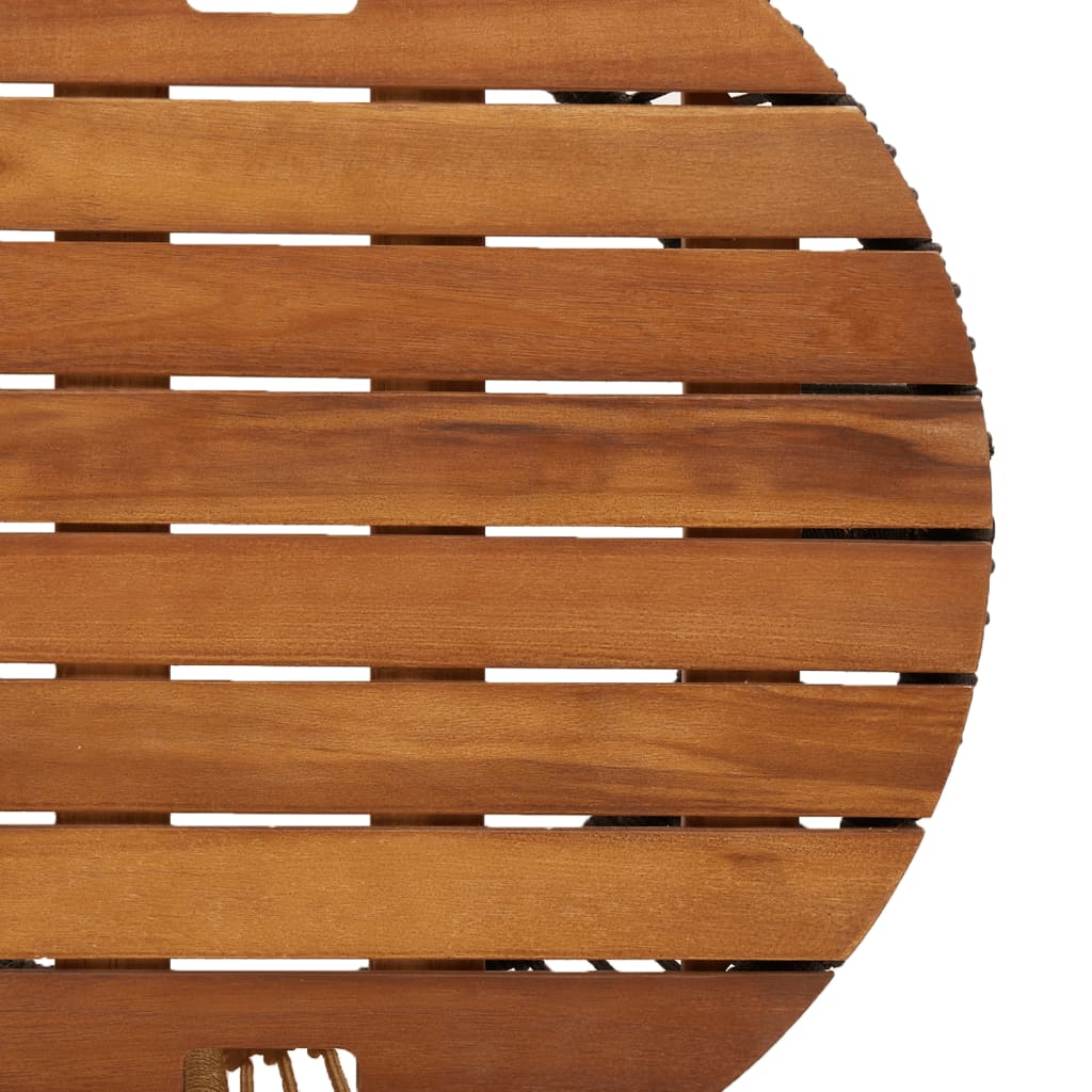 Tuinbijzettafels 2 St Met Houten Blad Poly Rattan Beige Lijngeweven
