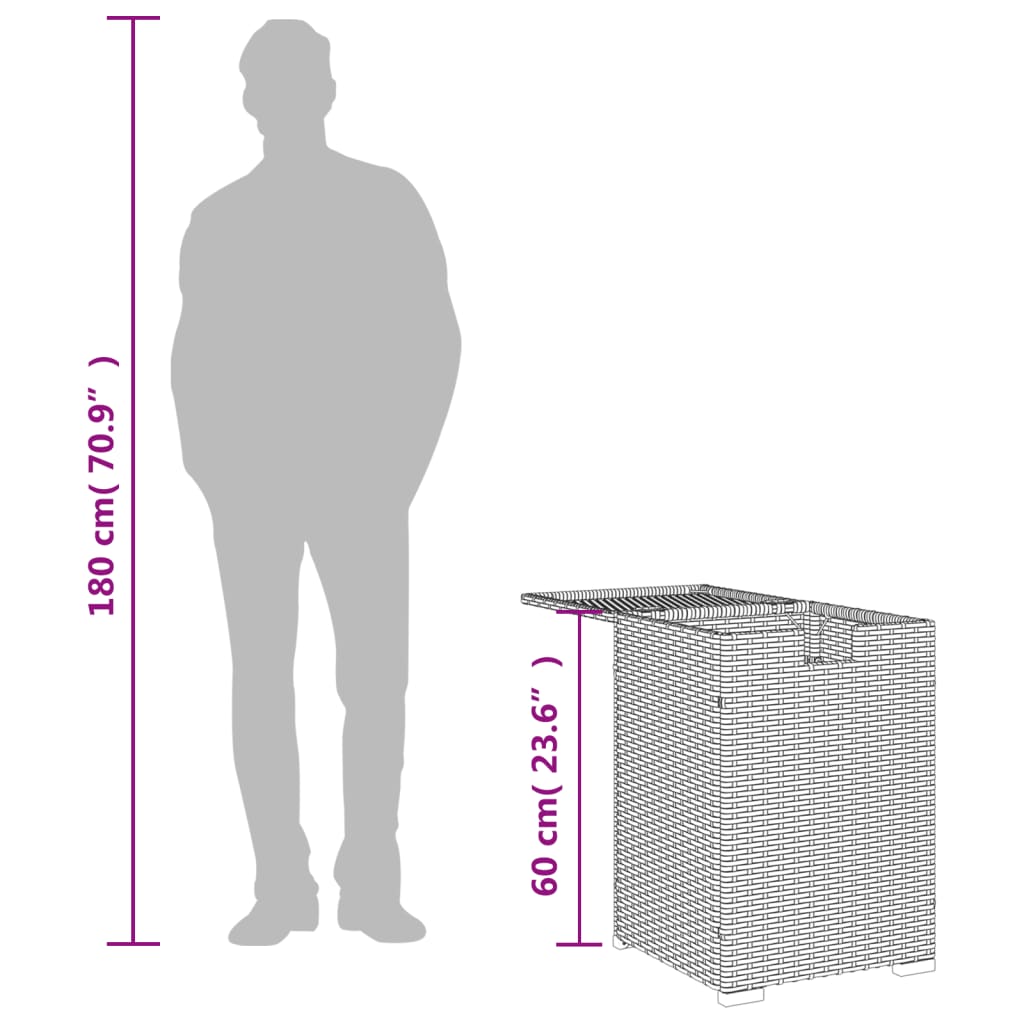 Afdekkast Voor Propaangasfles 40X40X60 Cm Poly Rattan Grijs