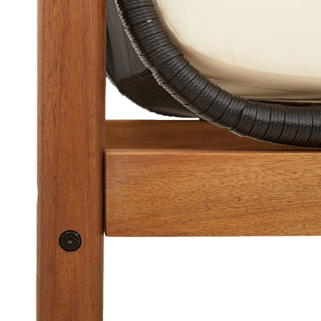 Tuinbank Met Kussen Poly Rattan Acacia Zwart