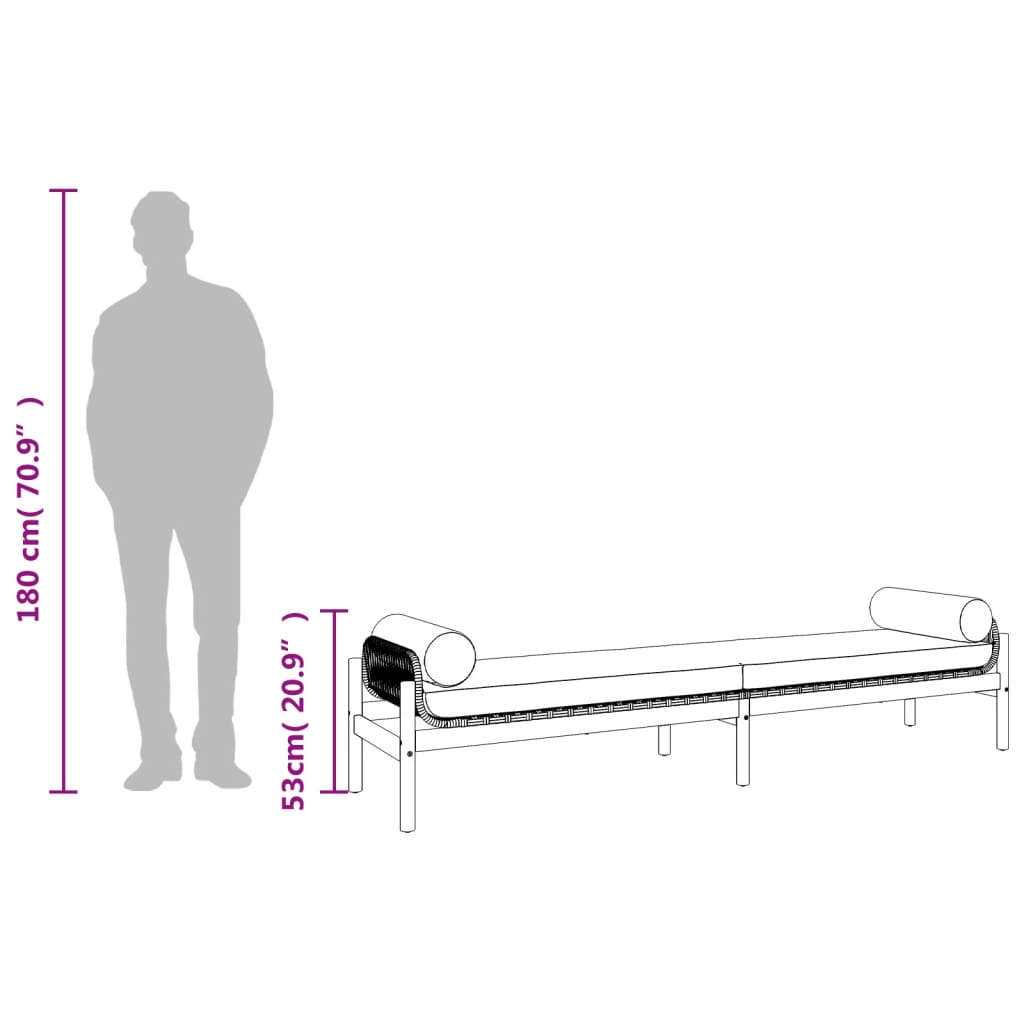 Tuinbank Met Kussen Poly Rattan Acacia Zwart