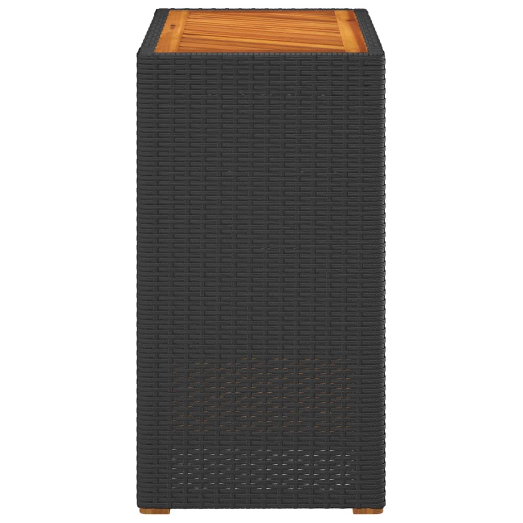 Tuinbijzettafel Met Houten Blad 60X40X75 Cm Poly Rattan Zwart