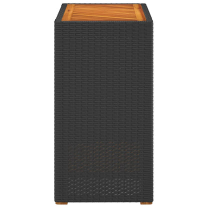 Tuinbijzettafel Met Houten Blad 60X40X75 Cm Poly Rattan Zwart