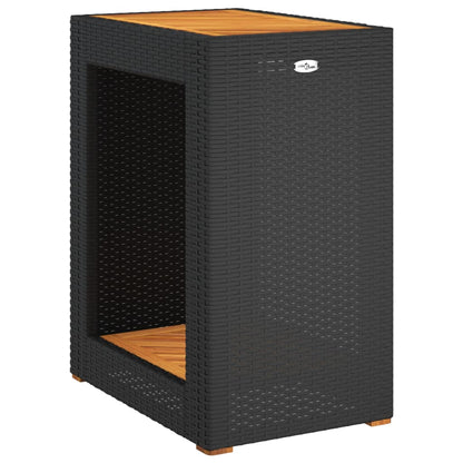 Tuinbijzettafel Met Houten Blad 60X40X75 Cm Poly Rattan Zwart