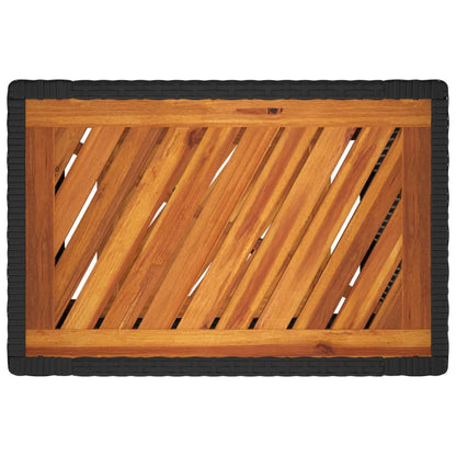 Tuinbijzettafel Met Houten Blad 60X40X75 Cm Poly Rattan Zwart