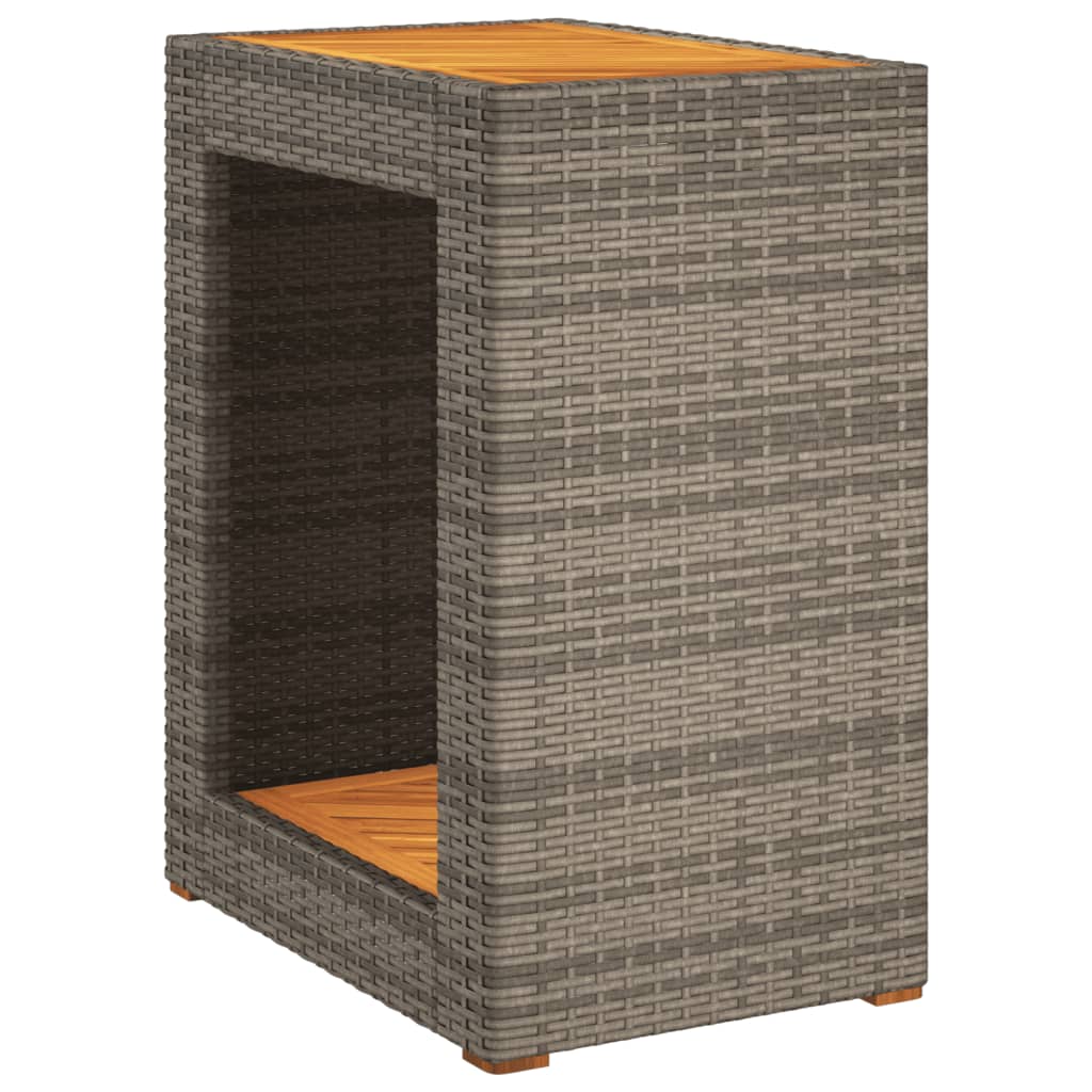 Tuinbijzettafel Met Houten Blad Poly Rattan 60 x 40 x 75 cm