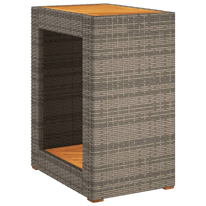 Tuinbijzettafel Met Houten Blad Poly Rattan 60 x 40 x 75 cm