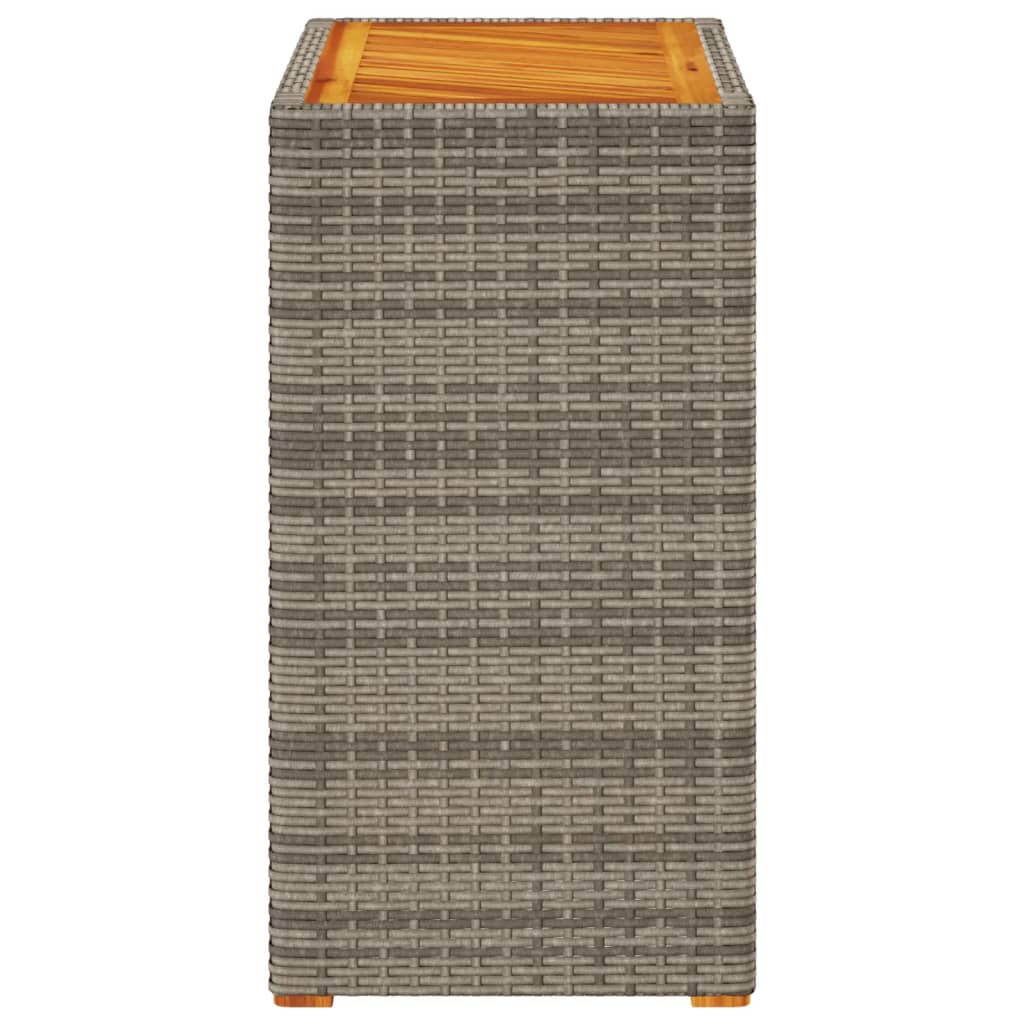 Tuinbijzettafel Met Houten Blad Poly Rattan 60 x 40 x 75 cm
