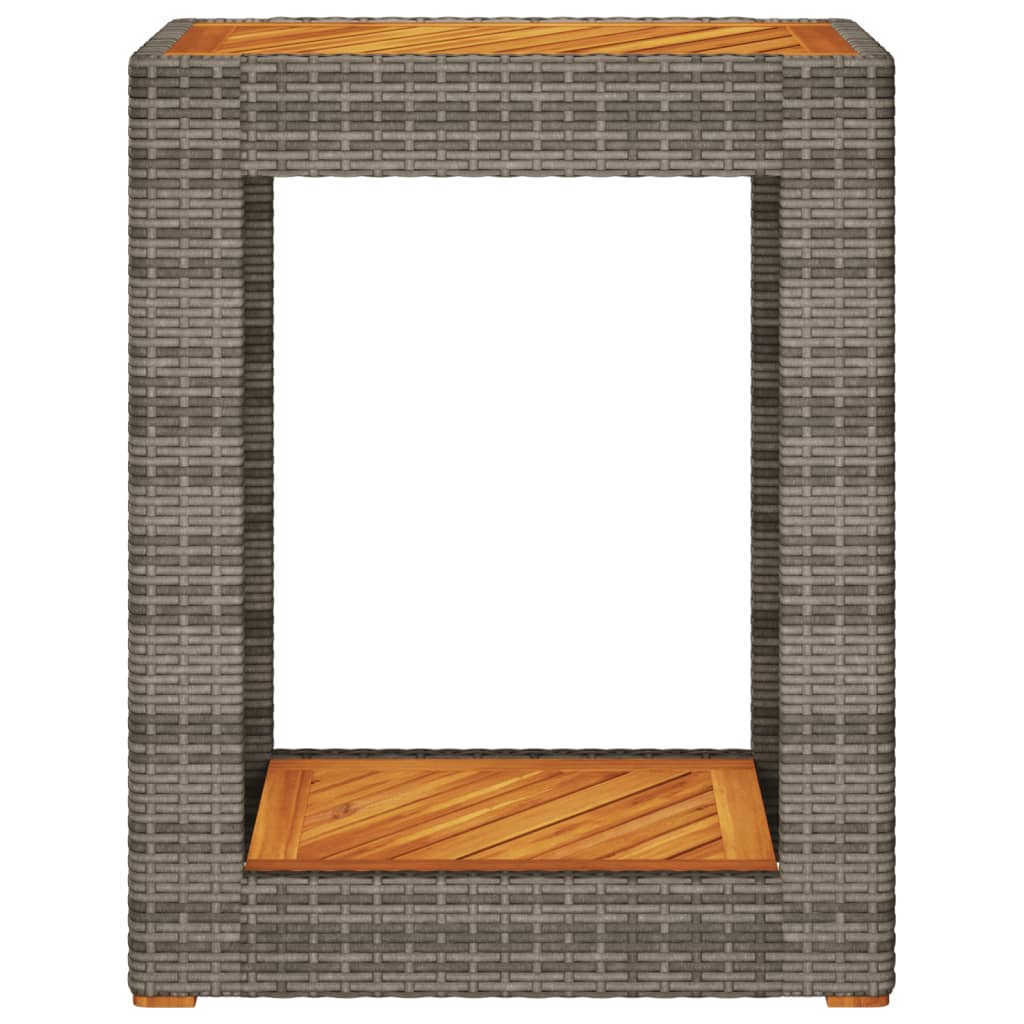 Tuinbijzettafel Met Houten Blad Poly Rattan 60 x 40 x 75 cm