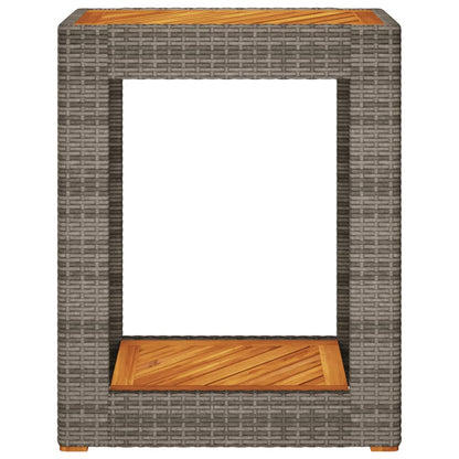 Tuinbijzettafel Met Houten Blad Poly Rattan 60 x 40 x 75 cm