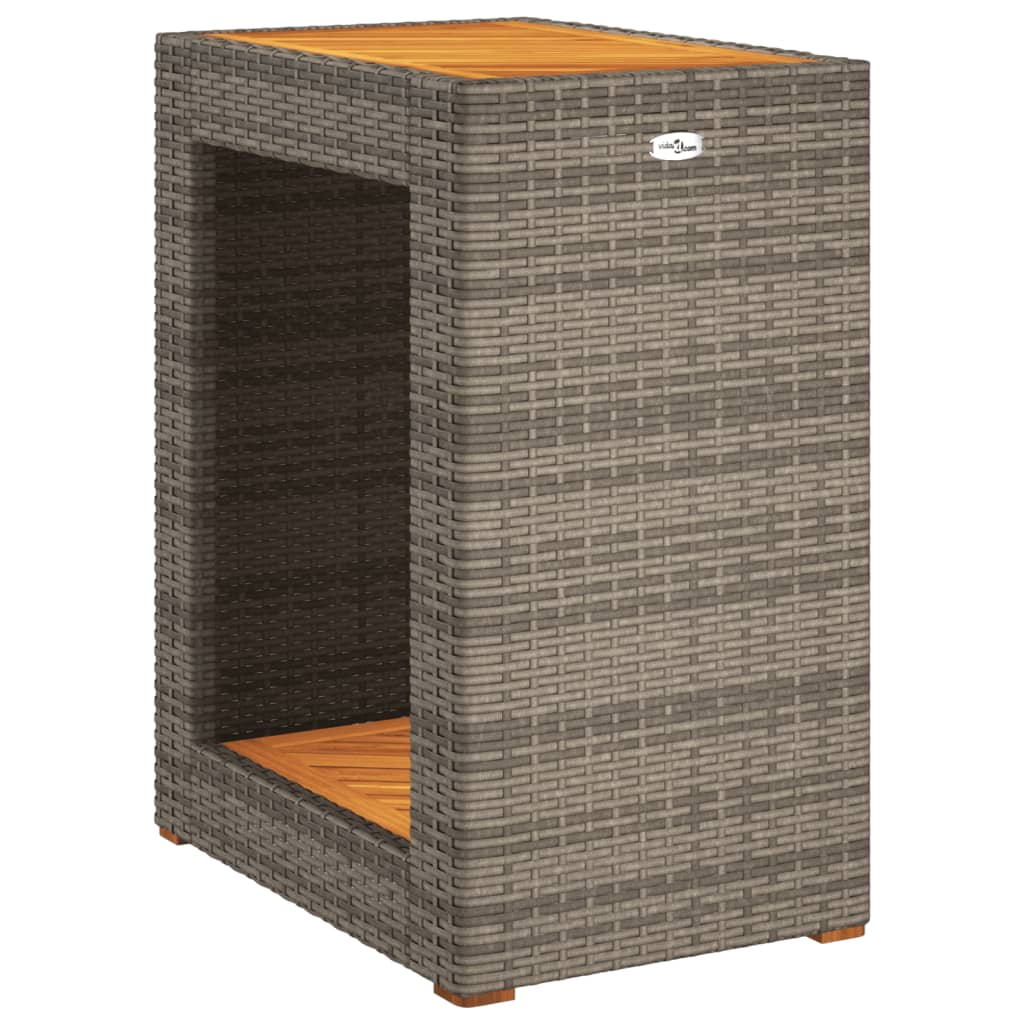 Tuinbijzettafel Met Houten Blad Poly Rattan 60 x 40 x 75 cm