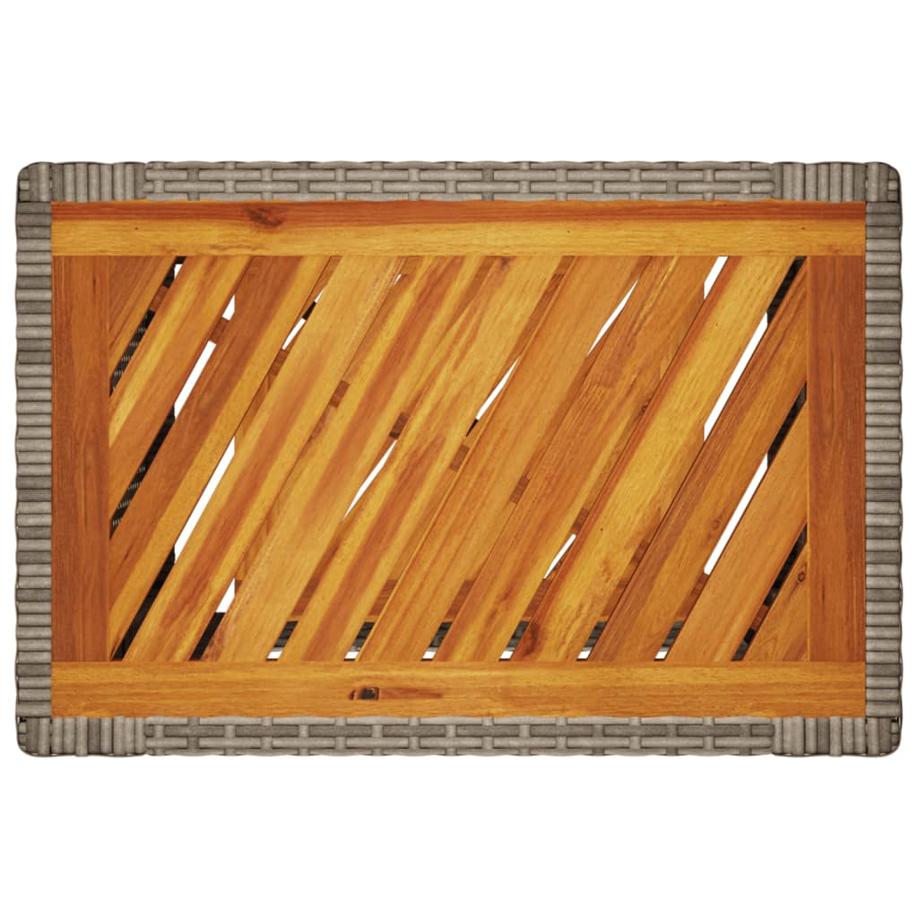 Tuinbijzettafel Met Houten Blad Poly Rattan 60 x 40 x 75 cm
