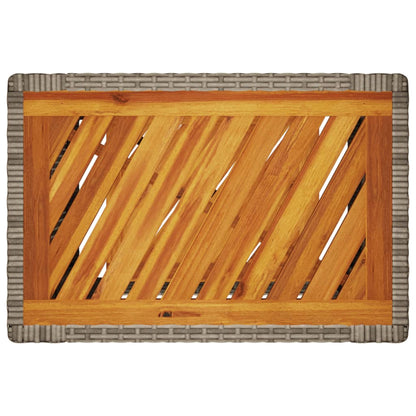 Tuinbijzettafel Met Houten Blad Poly Rattan 60 x 40 x 75 cm