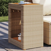 Tuinbijzettafel 60x40x75 cm poly rattan acaciahout