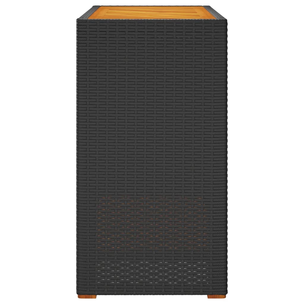 Tuinbijzettafel Met Houten Blad 100X40X75 Cm Poly Rattan Zwart