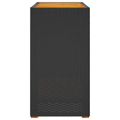 Tuinbijzettafel Met Houten Blad 100X40X75 Cm Poly Rattan Zwart