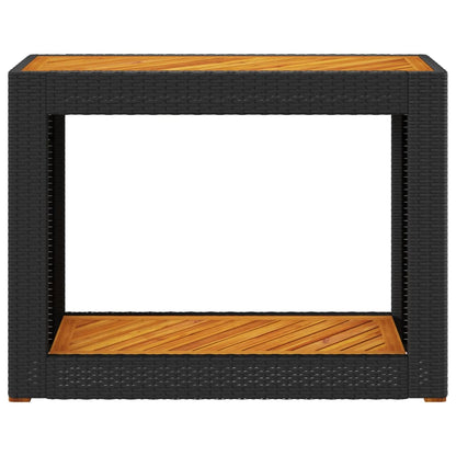 Tuinbijzettafel Met Houten Blad 100X40X75 Cm Poly Rattan Zwart