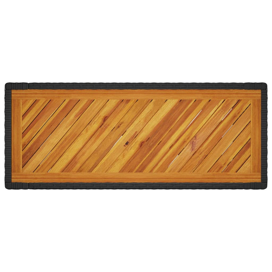 Tuinbijzettafel Met Houten Blad 100X40X75 Cm Poly Rattan Zwart