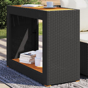 Tuinbijzettafel 100x40x75 cm poly rattan zwart acaciahout