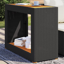 Tuinbijzettafel Met Houten Blad 100X40X75 Cm Poly Rattan Zwart