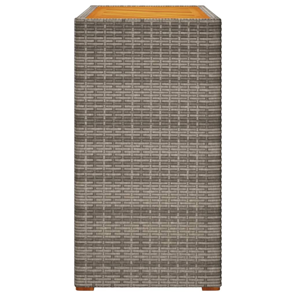 Tuinbijzettafel Met Houten Blad 100X40X75 Cm Poly Rattan Grijs