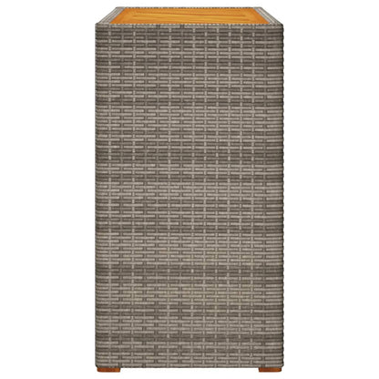 Tuinbijzettafel Met Houten Blad 100X40X75 Cm Poly Rattan Grijs