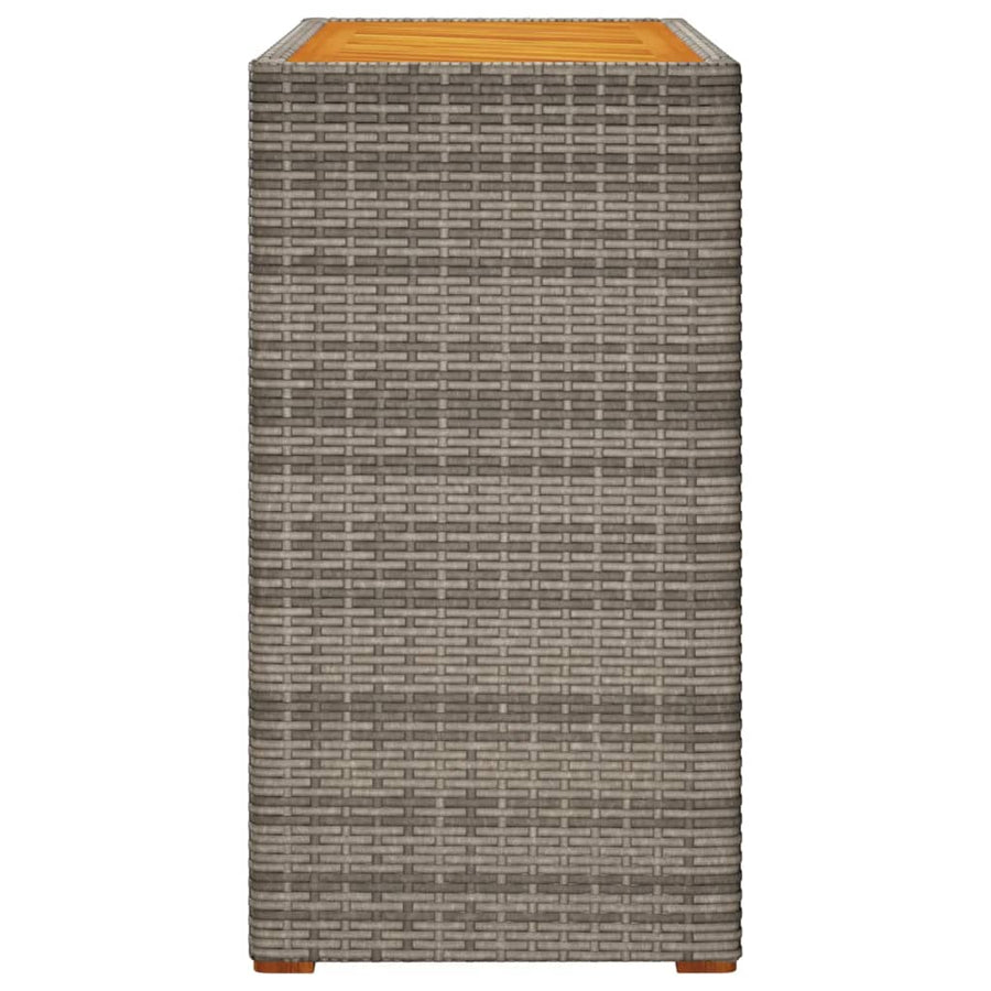 Tuinbijzettafel Met Houten Blad 100X40X75 Cm Poly Rattan Grijs