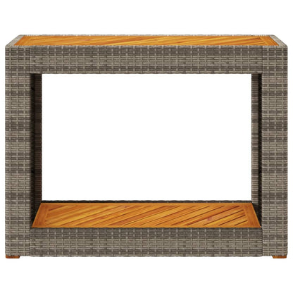 Tuinbijzettafel Met Houten Blad 100X40X75 Cm Poly Rattan Grijs