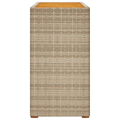 Tuinbijzettafel Met Houten Blad 100X40X75 Cm Poly Rattan Beige