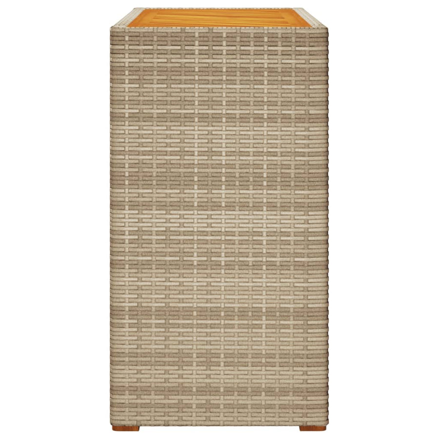 Tuinbijzettafel Met Houten Blad 100X40X75 Cm Poly Rattan Beige