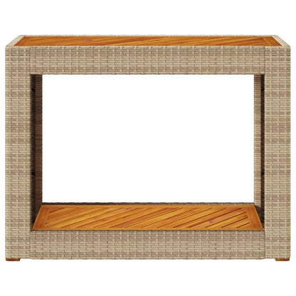 Tuinbijzettafel Met Houten Blad 100X40X75 Cm Poly Rattan Beige