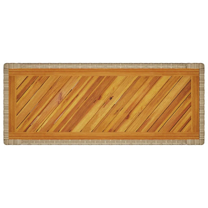 Tuinbijzettafel Met Houten Blad 100X40X75 Cm Poly Rattan Beige
