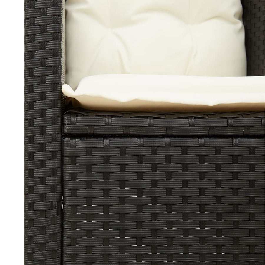 3-Delige Bistroset Met Kussens Poly Rattan En Acaciahout Zwart