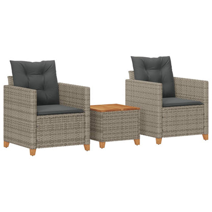 3-Delige Bistroset Met Kussens Poly Rattan En Acaciahout 1