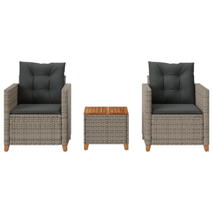 3-Delige Bistroset Met Kussens Poly Rattan En Acaciahout 1