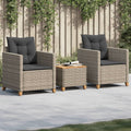 3-Delige Bistroset Met Kussens Poly Rattan En Acaciahout 1