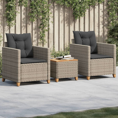 3-Delige Bistroset Met Kussens Poly Rattan En Acaciahout 1